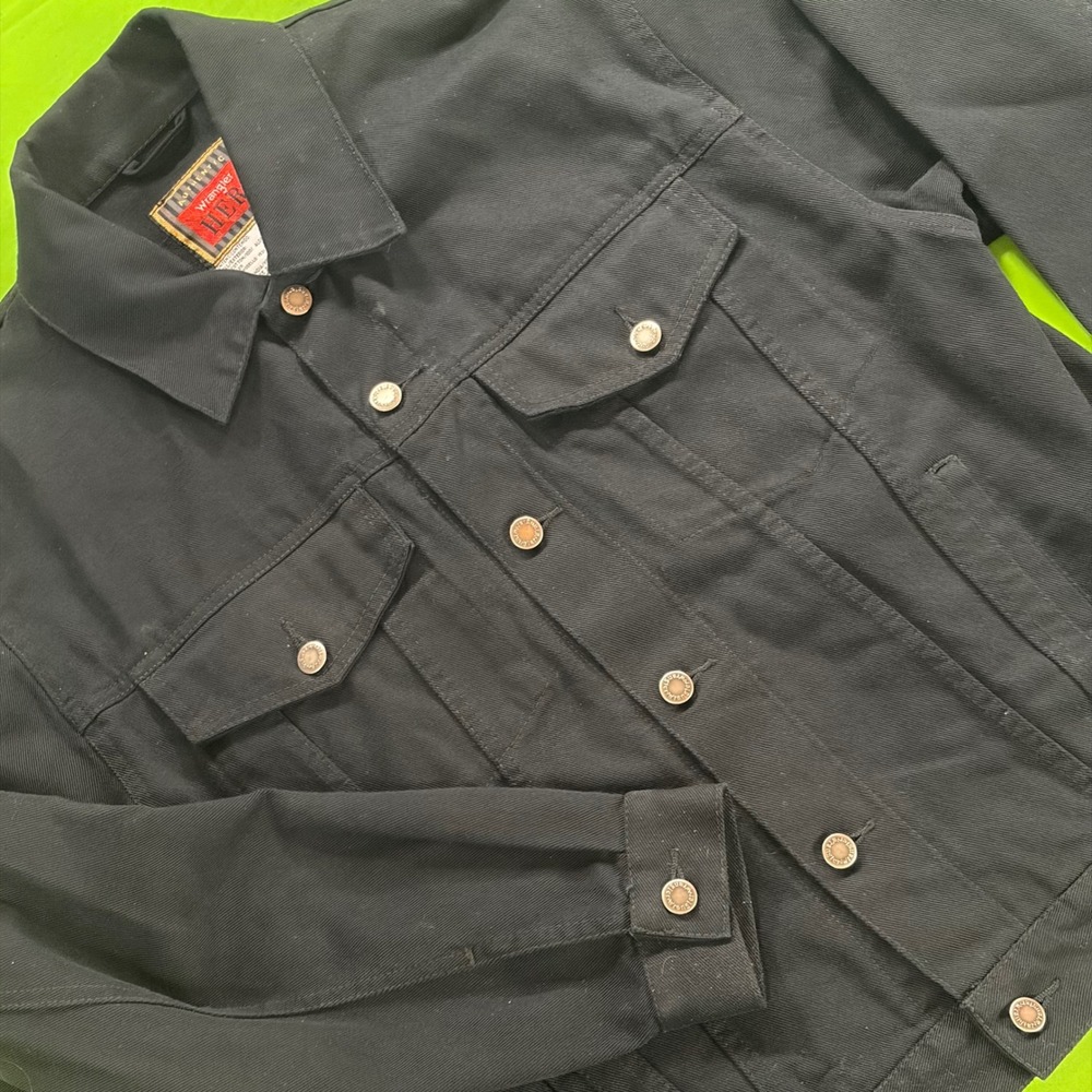 Wrangler Hero Denim Jacket Mens S Black VTG 90s Trucker Western Workwear Grunge